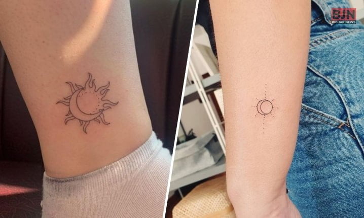 Minimal Sun And Moon Tattoo