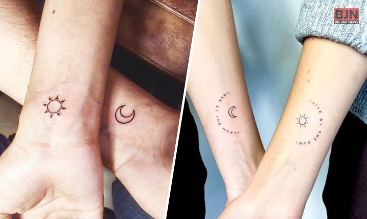 Simple Sun And Moon Tattoo
