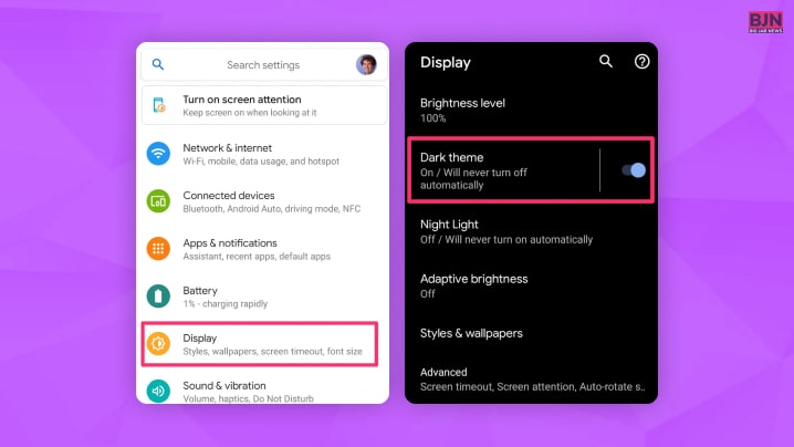 Enabling Dark Mode For Android Users