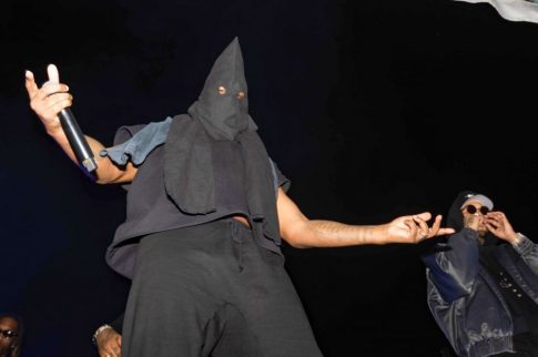 Kanye West Wears KKK-Style 'Hate’ Outfit In Miami At Vultures Album Party