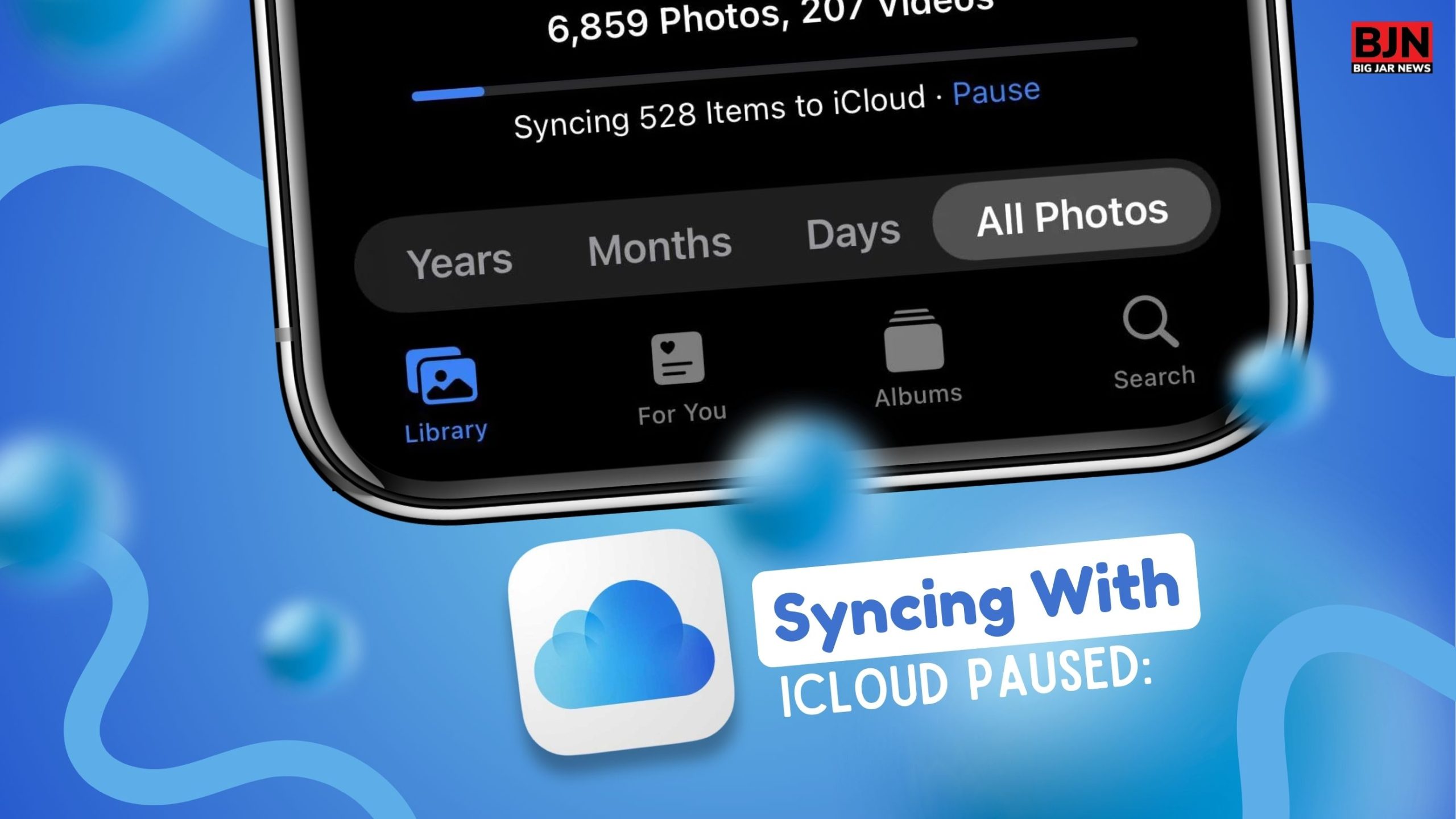 syncing with iCloud paused